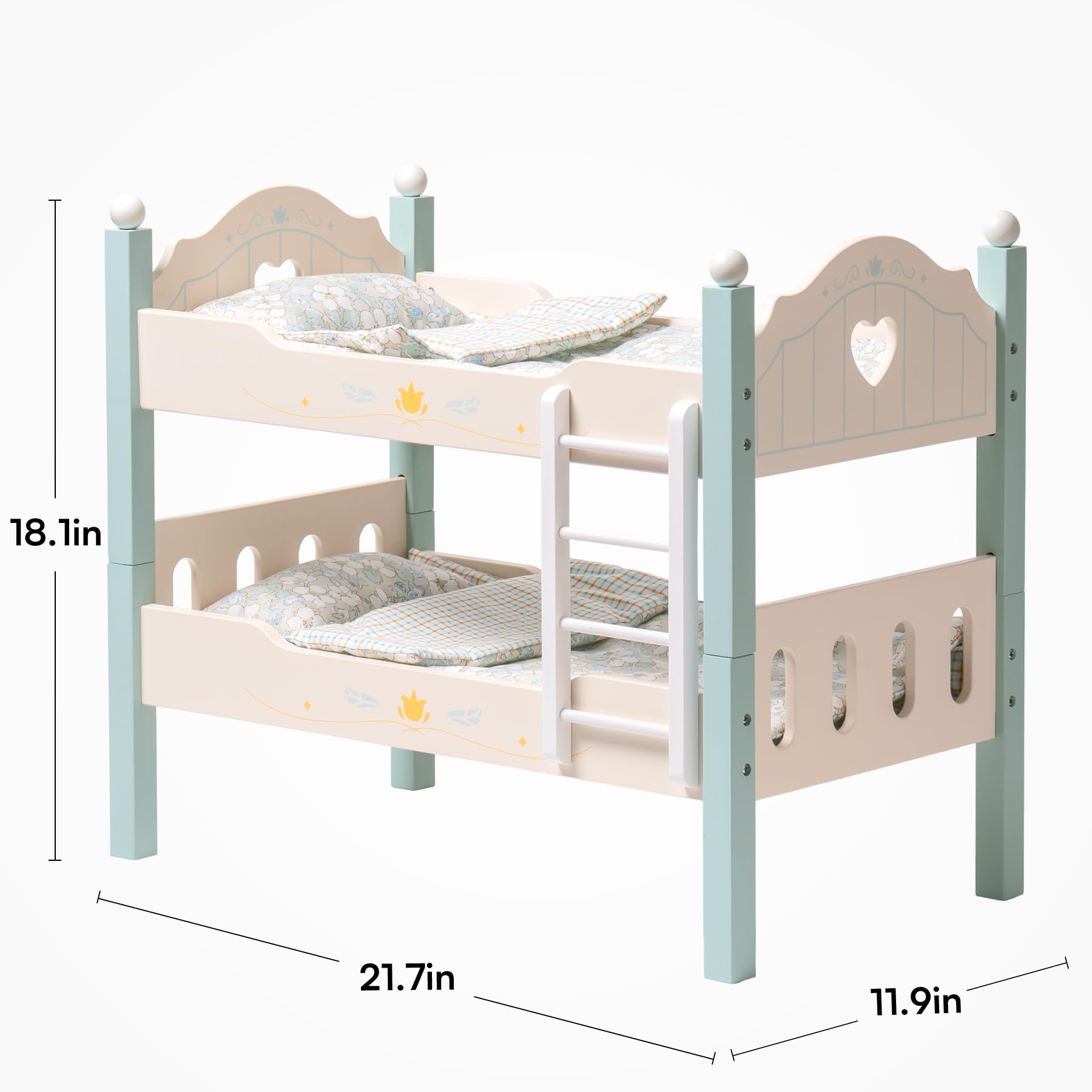 Robotime baby doll bunk beds wooden doll beds cribs cradle for 18 inch dolls furniture stackable doll bed fits 18 American girl doll