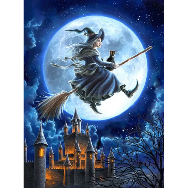 5diy Full Diamond Painting Flying Witch Home Decorative Crafts - Shop at LoveMi
