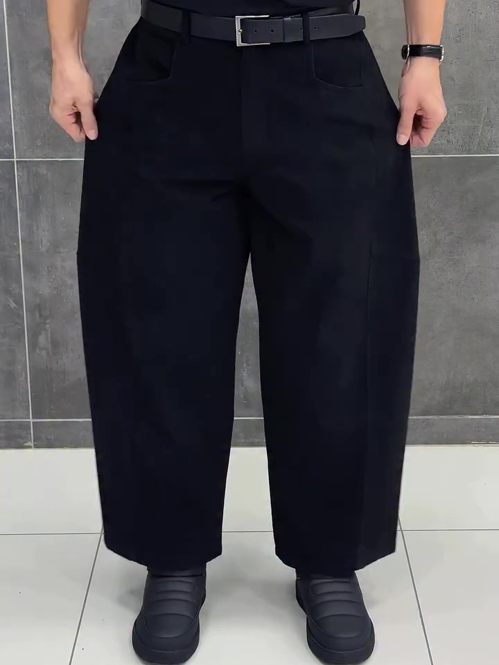 Black 3D Tailored Wide-Leg Cropped Pants