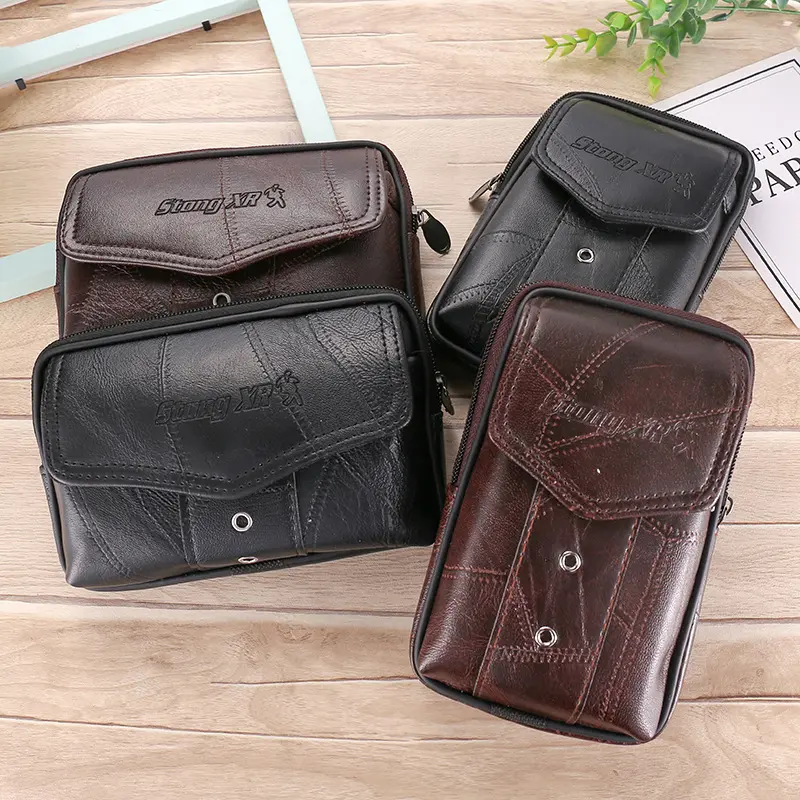 Men's Leather Belt Waist Bag