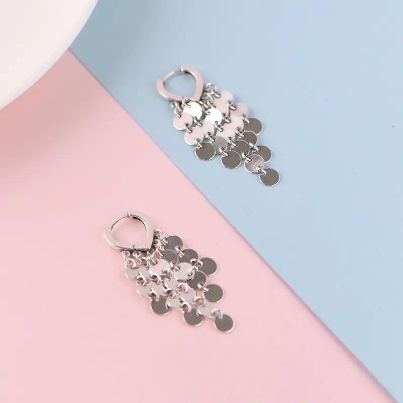 Fashionable Design Sense Silver Piece Fringed Silver Earrings