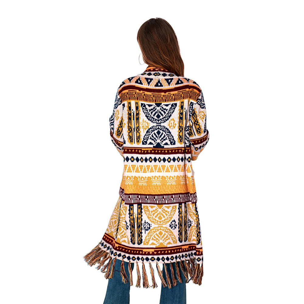 Fringed Print Cardigan, picture 4 of 8