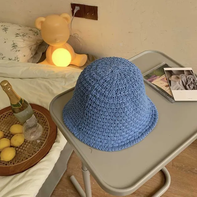 Fashion Knitted Round Top Fisherman Hat Sky Blue - Shop at LoveMi