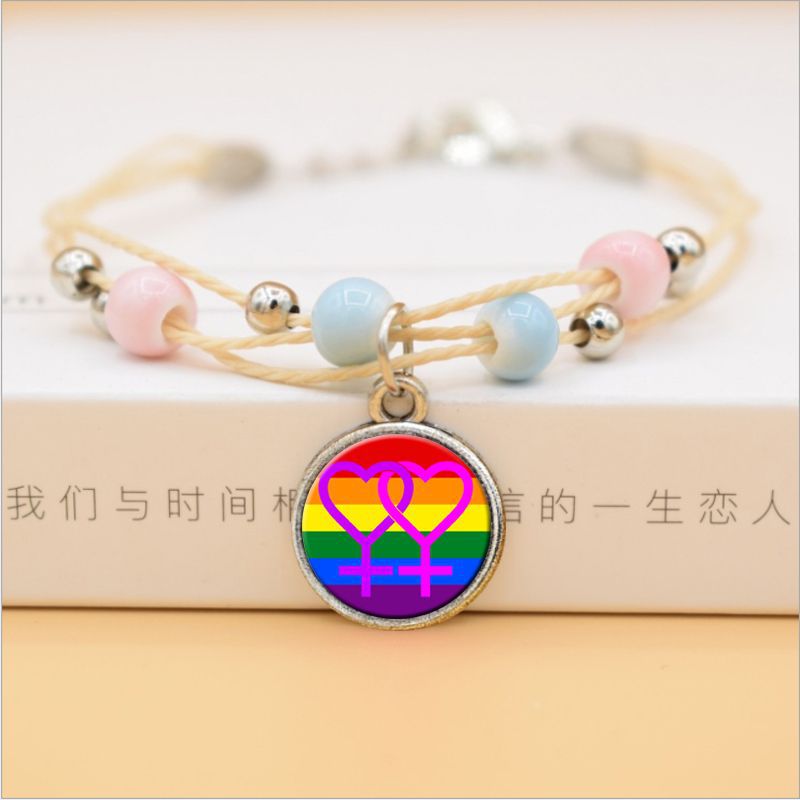 Title 8, Bracelet gay arc-en-ciel, artisanat en céramique