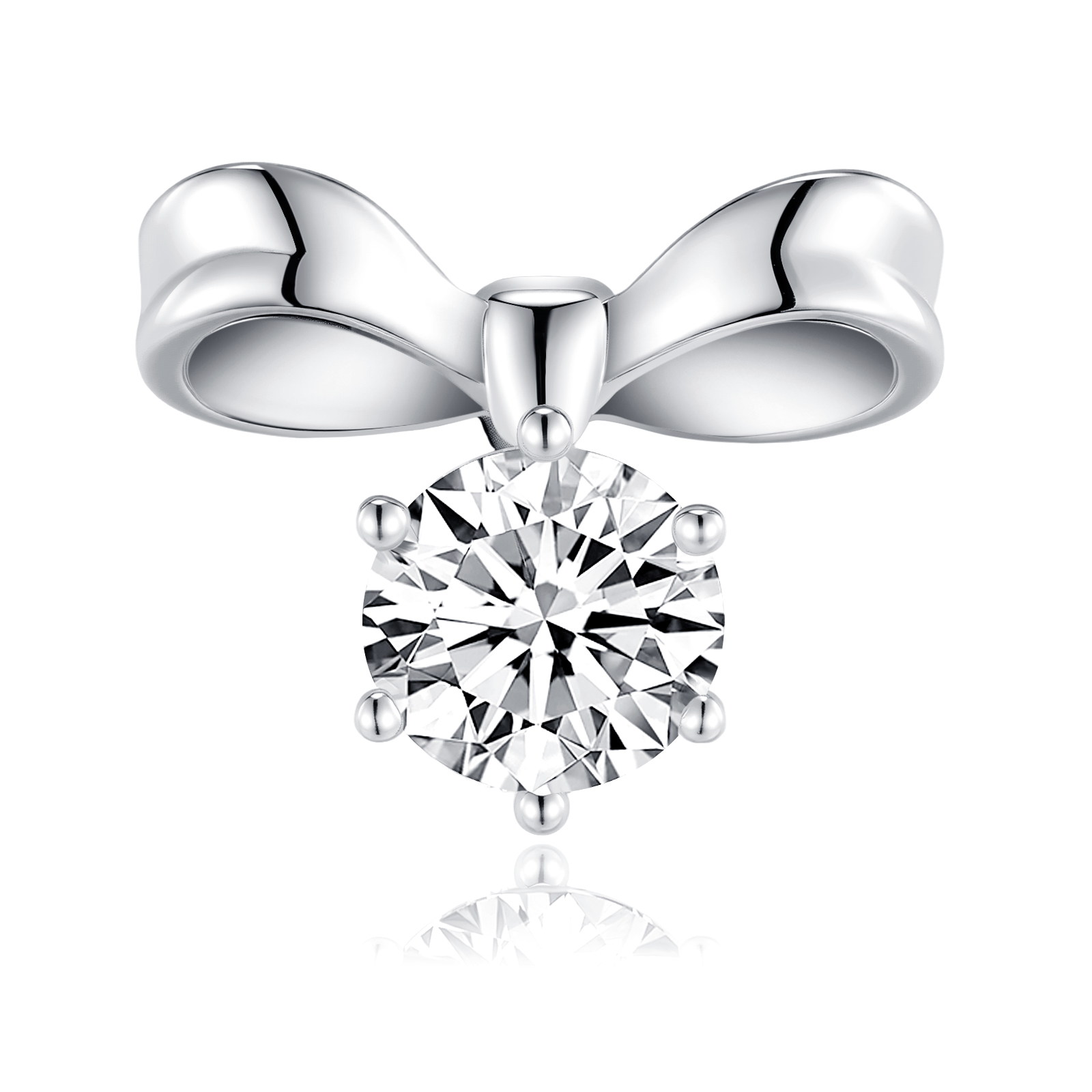 S925 Sterling Silver Bow Stud Earrings, 1ct D-VVS1 Moissanite, Platinum Plated 3.1g Women's Jewelry With GRA Certificate Gift Box