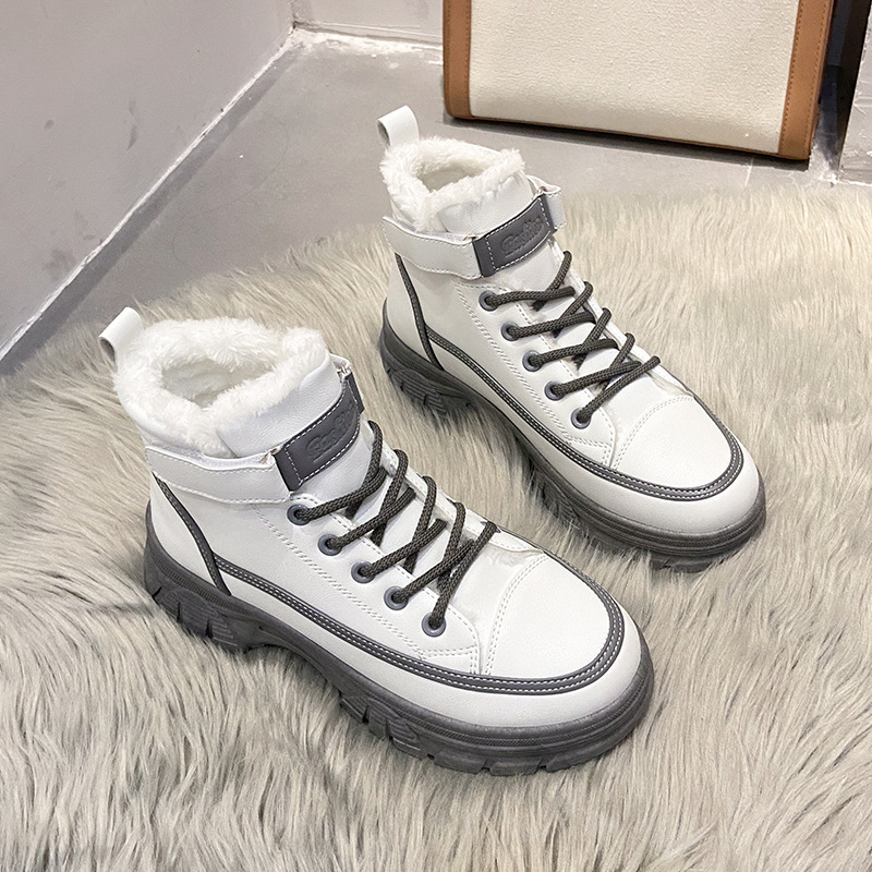 Thickened Warm Cotton Shoes Women Leather Waterproof And Cashmere Martin Boots