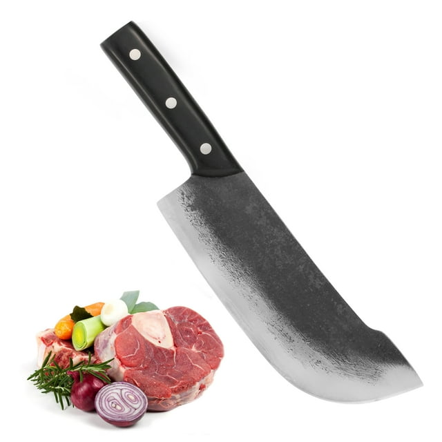 Japanese Meat Cleaver Knife - High Carbon Steel. EXQUISITE CRAFTSMANSHIP - Crafted with exquisite mastery, the butcher knife embodies the enduring spirit of artisanal craftsmanship. Our Japan knife is forged with the fiery embrace and rhythmic pounding, h