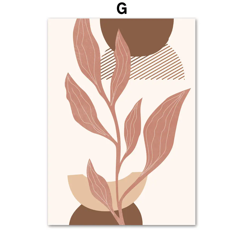 Line Leaves Geometric Abstract Boho Home Decor