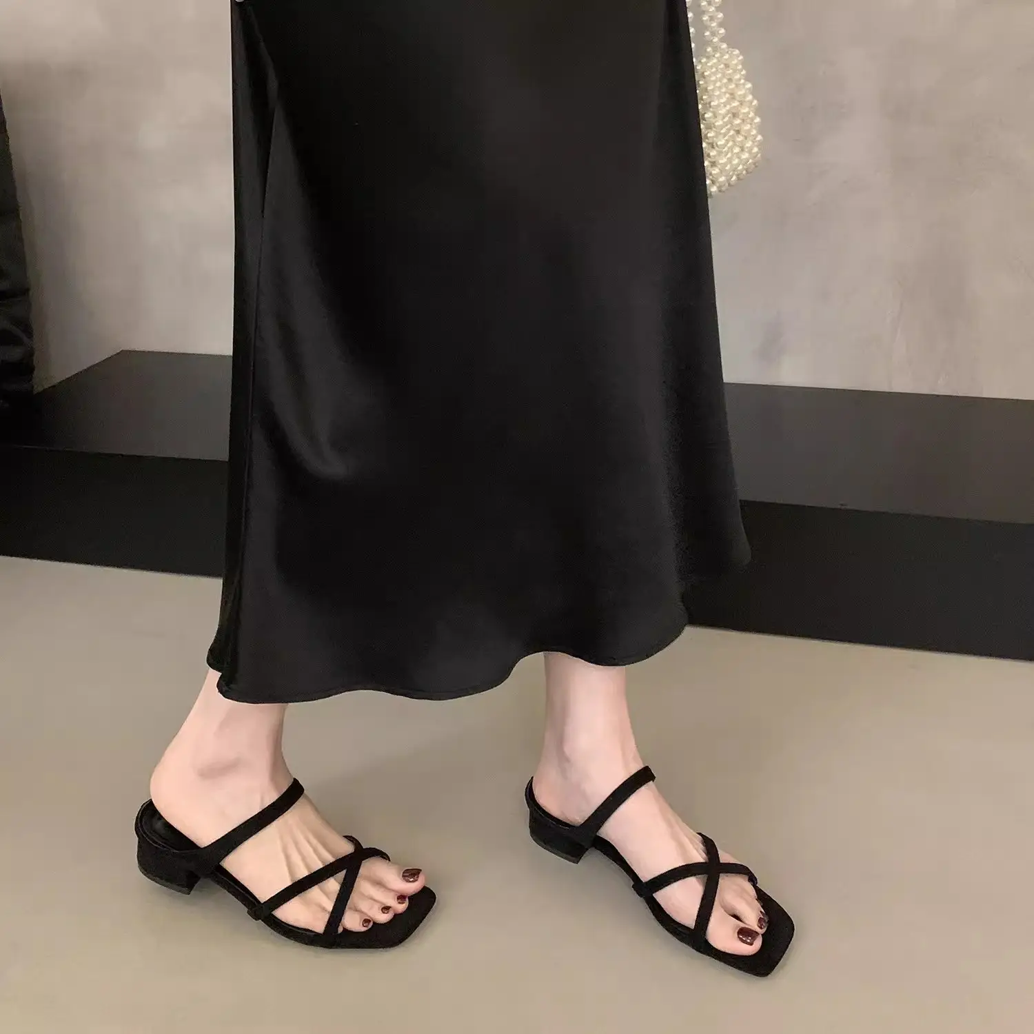 Block Heel Square Toe Women Sandals Summer