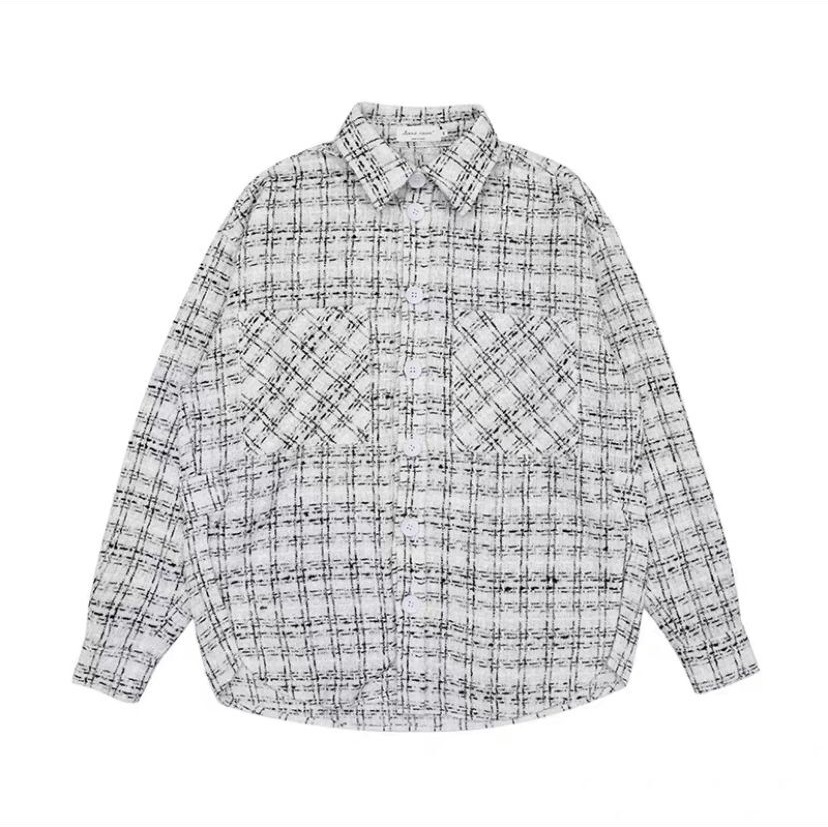 Men's Fashion Jacket Plaid Woven Shirt