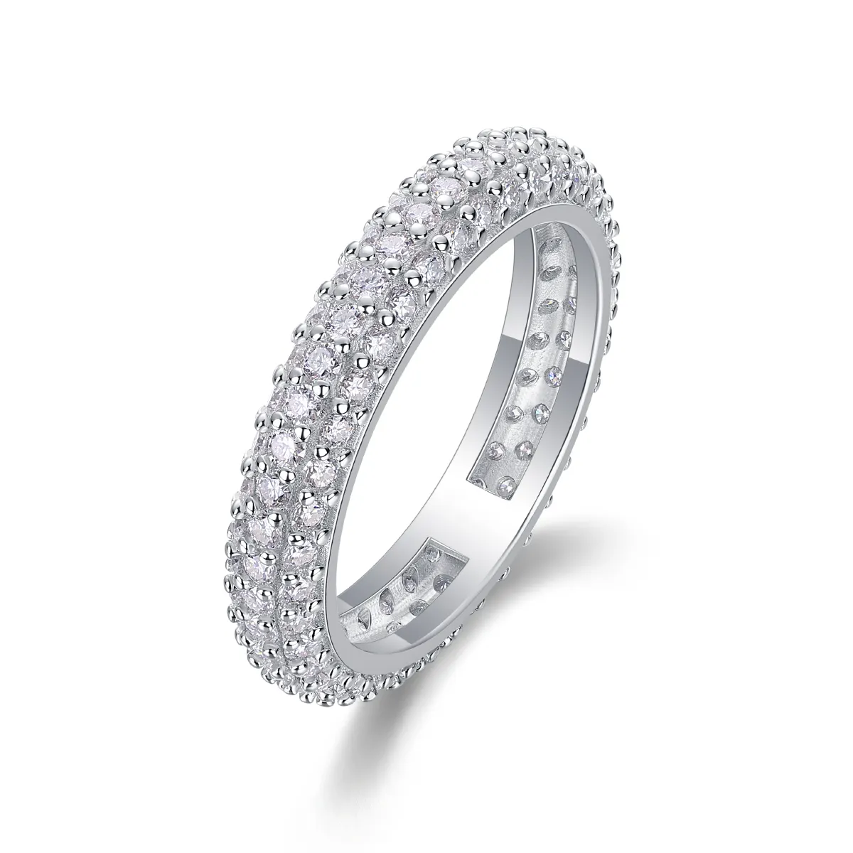S925 Silver 2.8g Platinum Plated Moissanite Ring