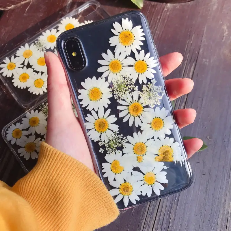 Daisy Dried Flower Real Soft Shell Phone Case