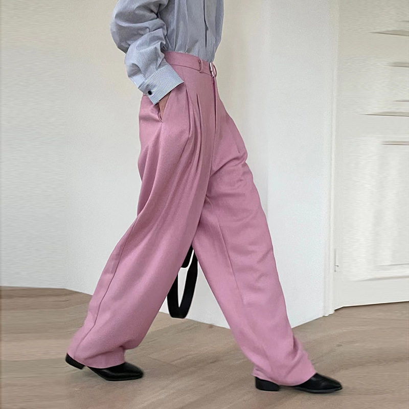 Simple Temperament Commuter Gao Tao Is Thin And Pleated Straight Casual Pants