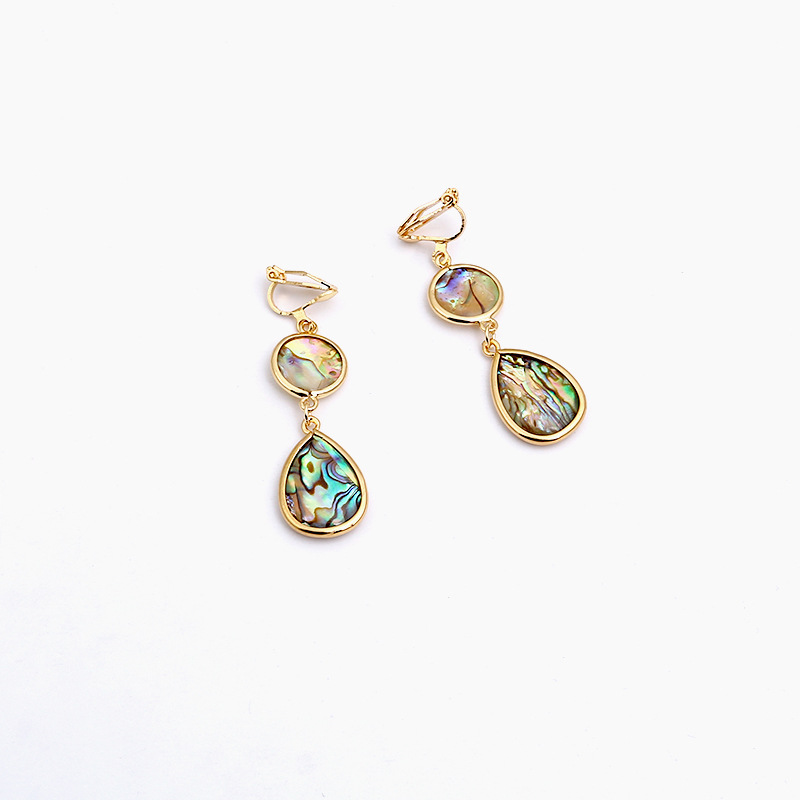 Title 4, Colorful Abalone Shell Water Drop Earrings Non-...