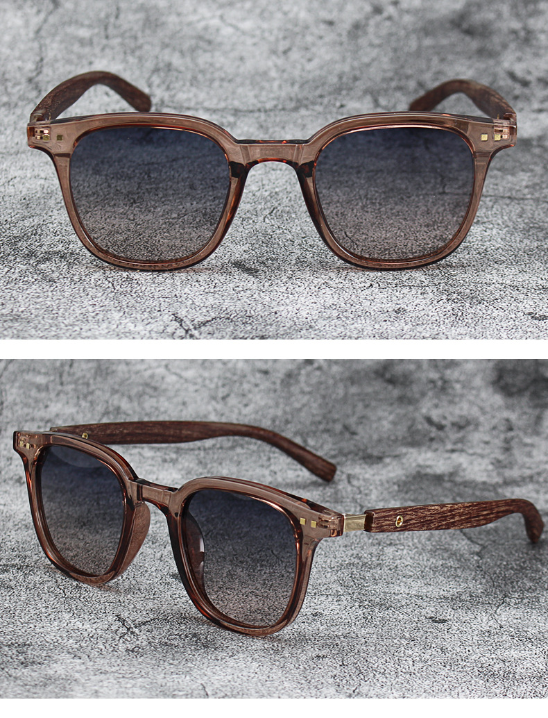 Title 9, Retro Wood Grain Polarized Myopia Sunglasses UV...