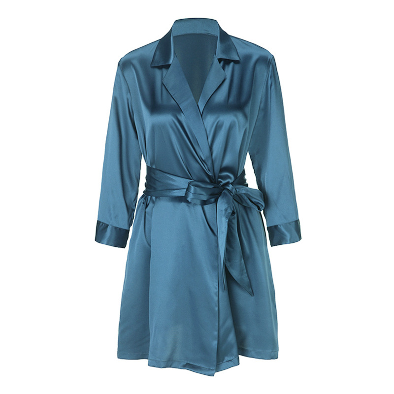 Title 6, Lace-up Silk Bathrobe French Satin Pajamas