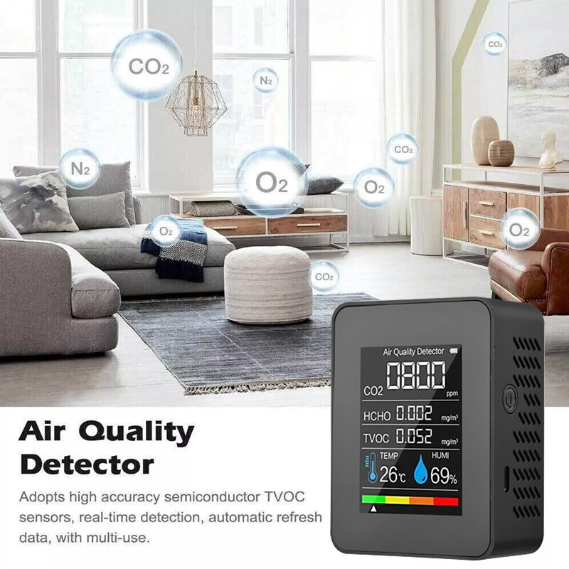 5 In1 Portable CO2 Meter Air Monitor Tvoc Hcho Carbon Dioxide Detector — image 6