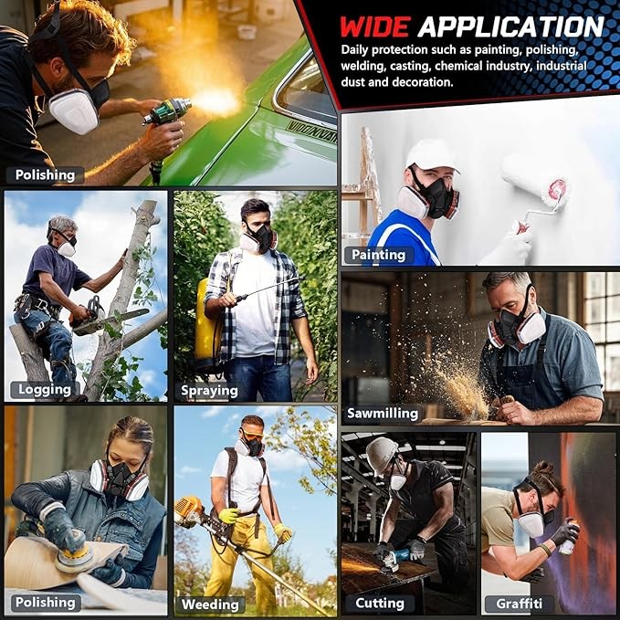 6001 Atemschutz Halbmaske Gasmaske Staubmaske Lackiermaske Mit Wechselfilter 8