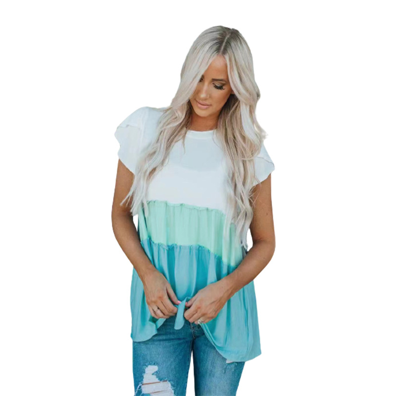 Casual Crew Neck Crossover Short Sleeve Top