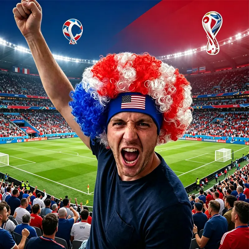 Red White Blue Fan Wig