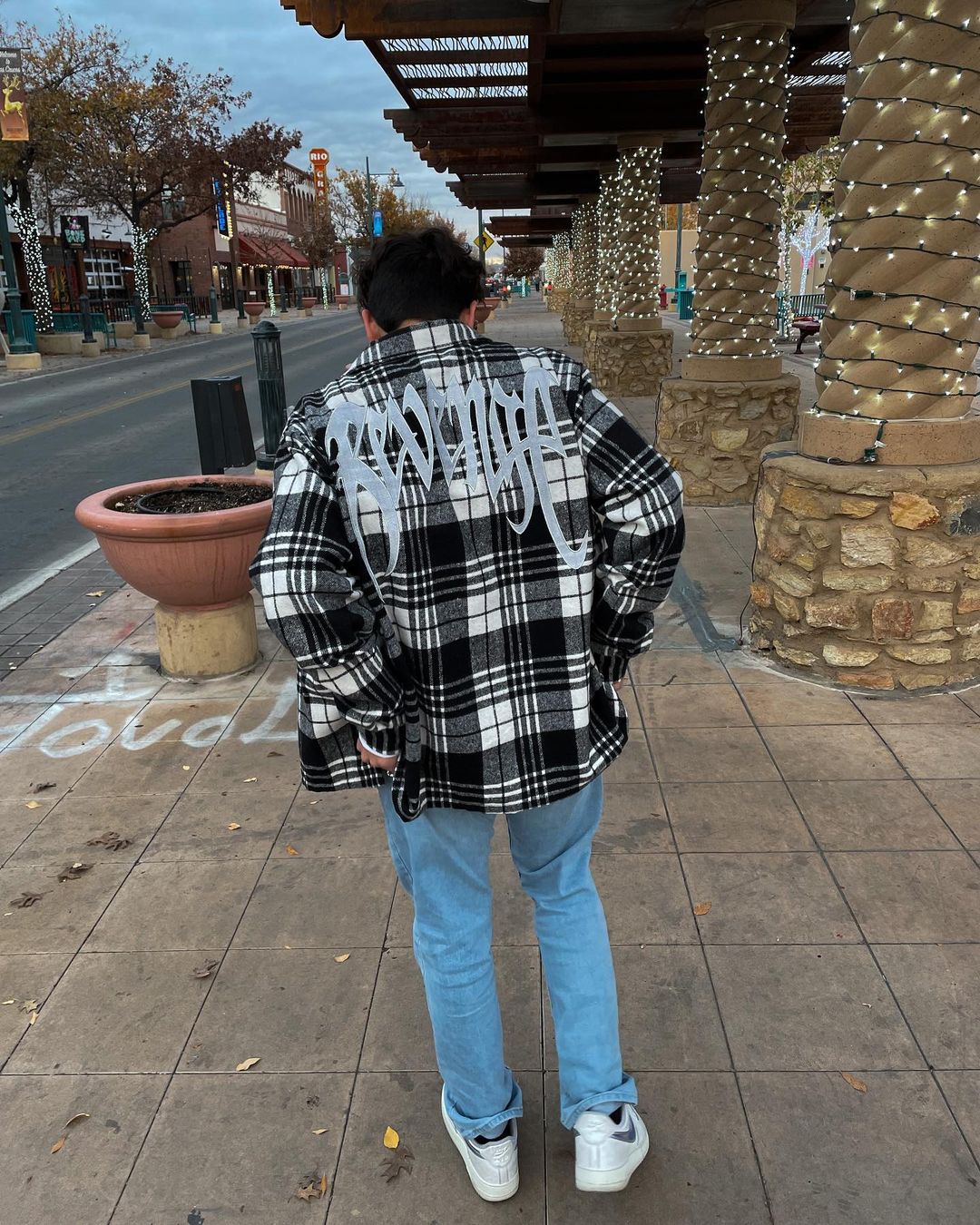 Plaid Pattern Loose Embroidered Coat Zipper Shirt