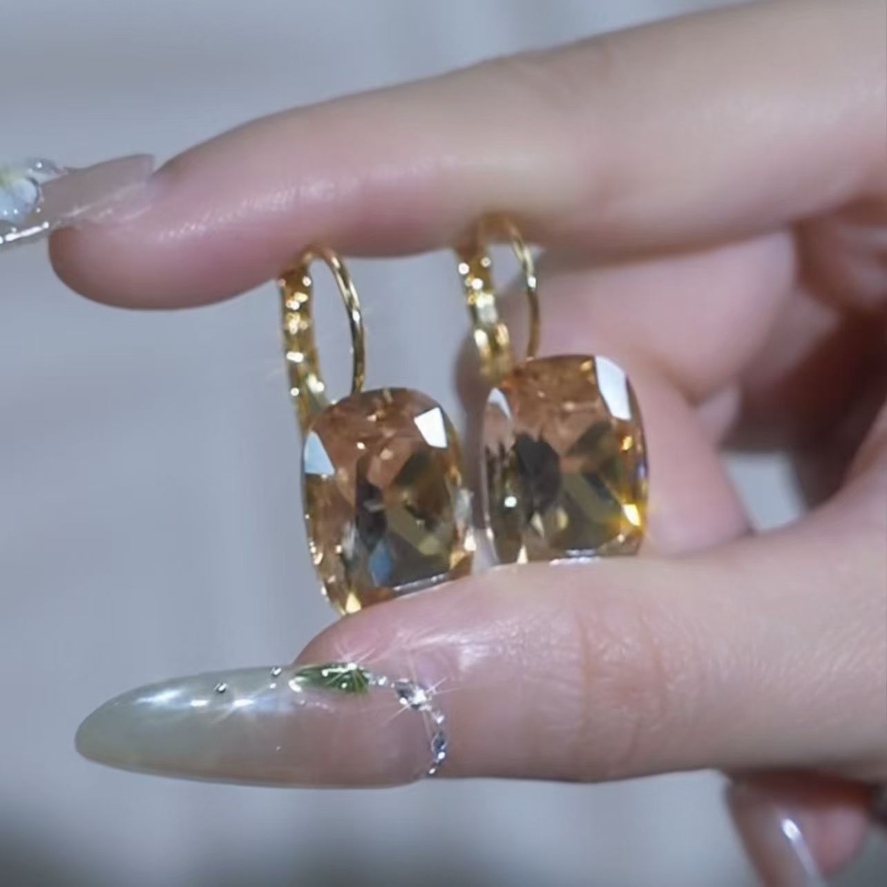 Manchettes d'oreille champagne avec strass — boucles sans perçage 4