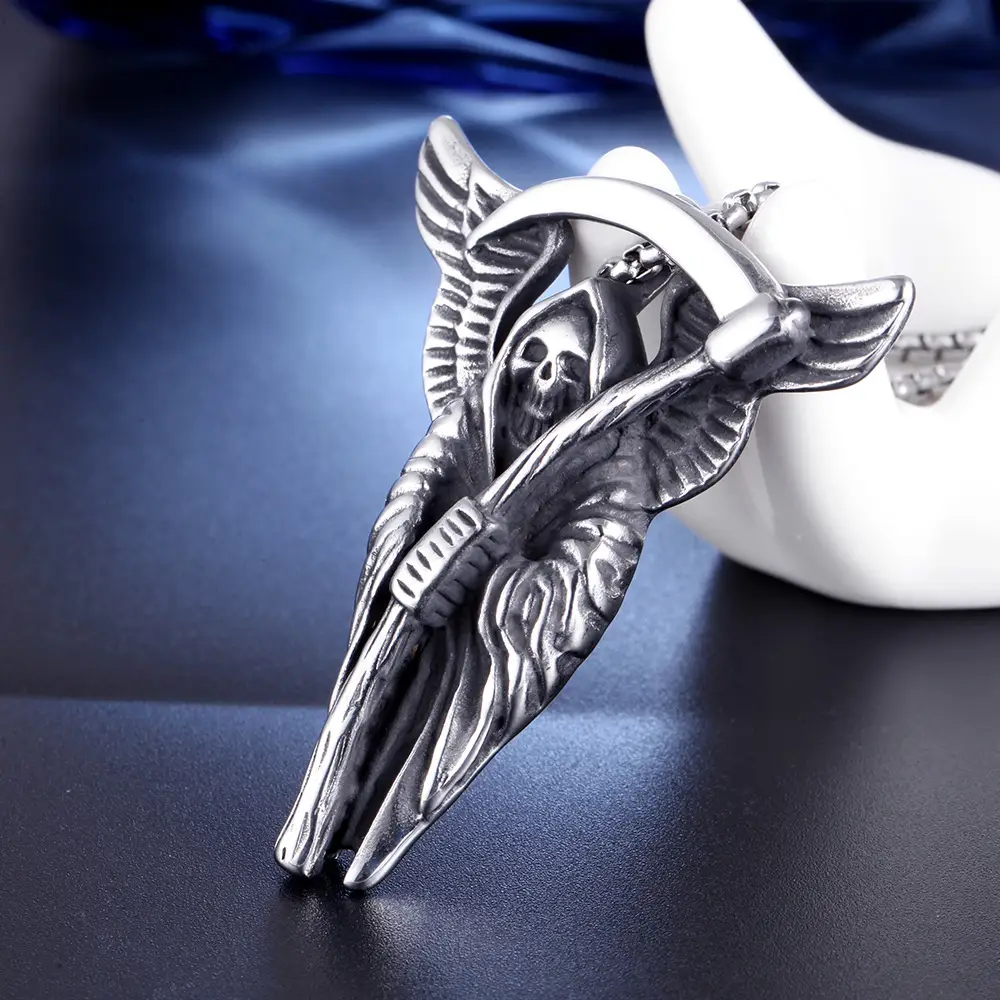 Stainless Ornament Skull Death Sickle Pendant Cool Accessories