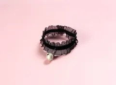 Velvet Lace Wood Ear Elastic Adjustable Pet Bell Collar Cat Dog Rabbit Insect Repellent Collar Necklace Dog - Black - View 1