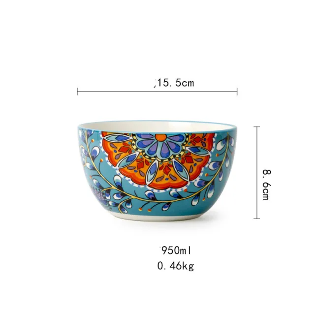 Green Peacock Ceramic Tableware Western Food Household 6Inchdeepbowl - Shop at LoveMi