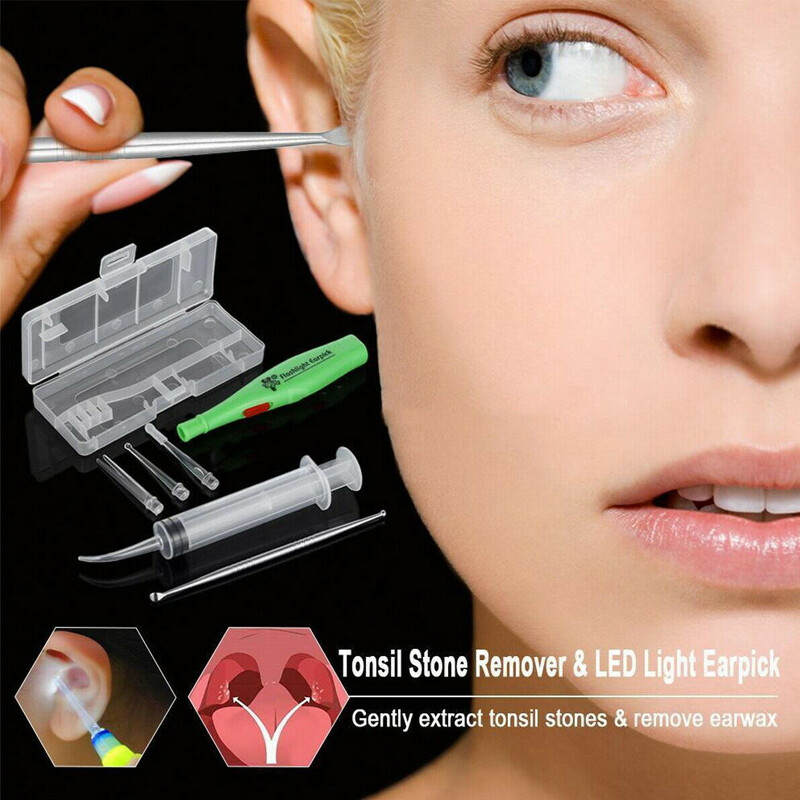 Tonsil Stone Extractor & LED Earwax Removal Tool Kit Oral Care Ear Pick Remover
