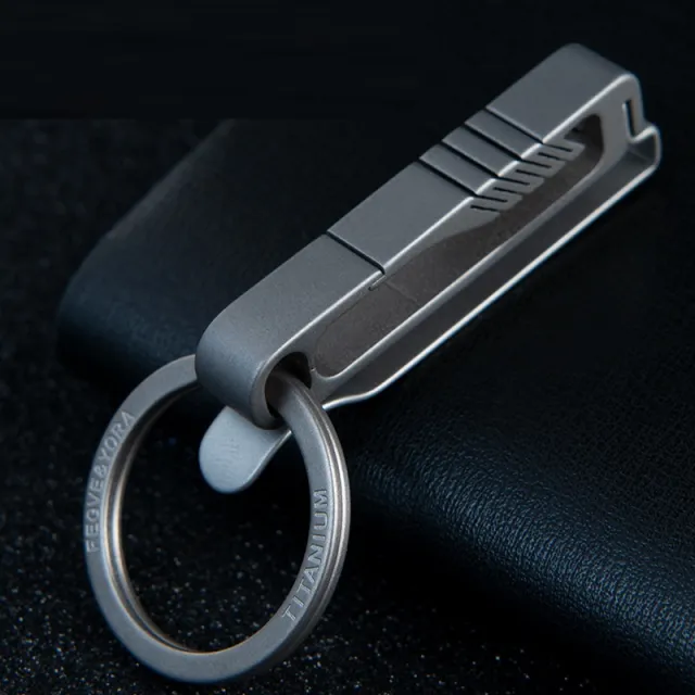 Titanium Alloy Leather Buckle Model A Keychain Gift Key Titanium Natural Color - Shop at LoveMi