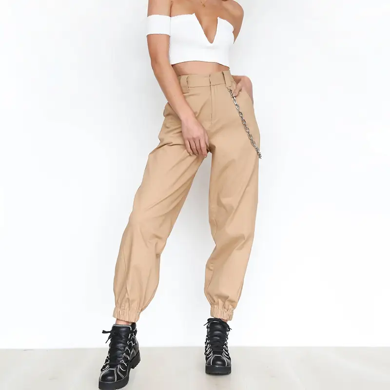 Sports Casual Pants Harem Wide Leg Belt Chain