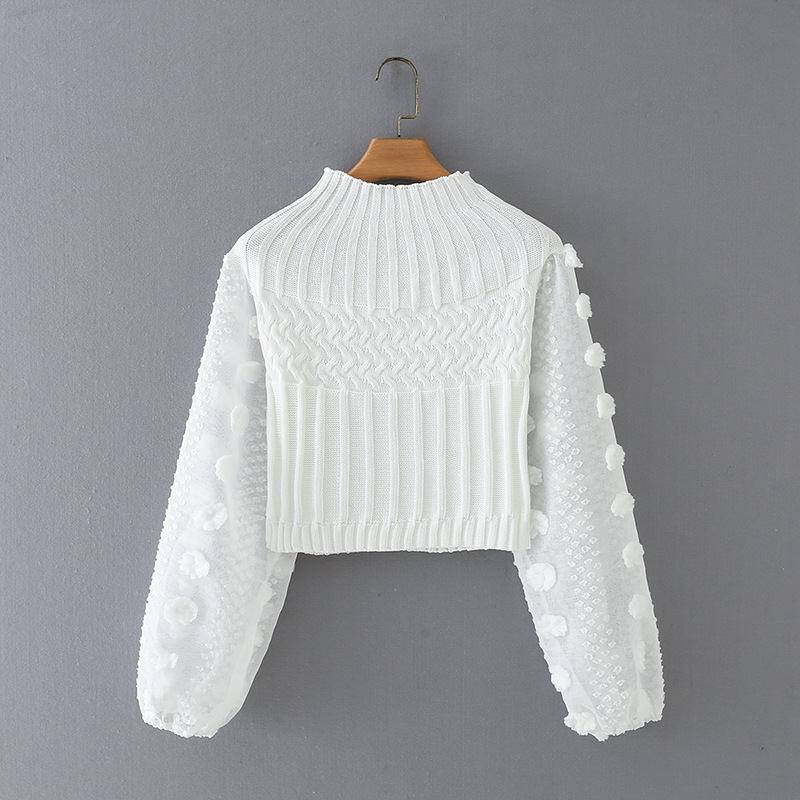 Title 2, Half High Neck Ball Ball Chiffon Sleeve Stitchi...