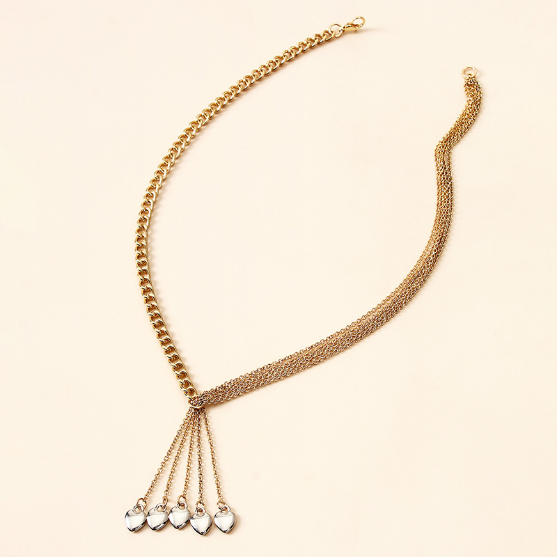 Ins Style Mix And Match Chain Tassel Love Pendant Necklace