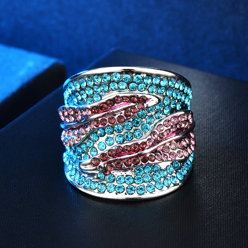 Fashion Diamond Colored Leaf Couple Ring