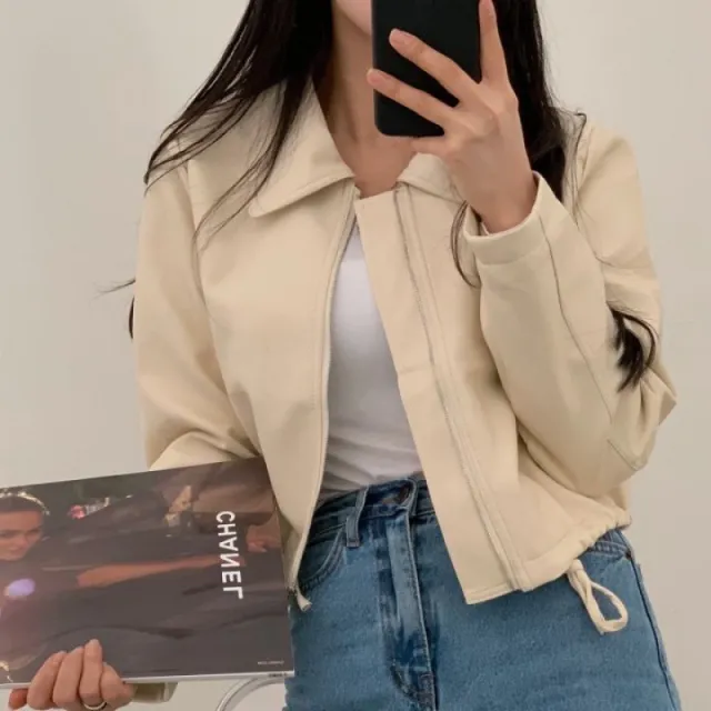 Women's Cool Autumn New Motorcycle Leather Jacket Beige - Shop at LoveMi