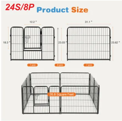 Dog Playpen Indoor Fence Height Metal Exercise Pen With Door Small Puppy Medium Large Dogs Animal Pet For Outdoor, Garden, Yard 24S 8P - Shop at LoveMi