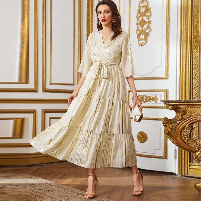 Chiffon Dress In Summer Female National Style Apricot - Shop at LoveMi