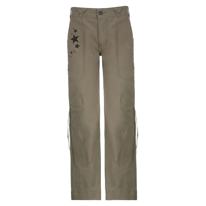 Girls' Fashionable Star Print With Rope Ribbon Jeans