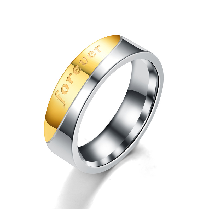 Women's Fashion Between Flat Gold Couple Ring