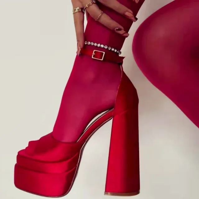 Platform Super High Heel Fish Mouth Sandals Red - Shop at LoveMi