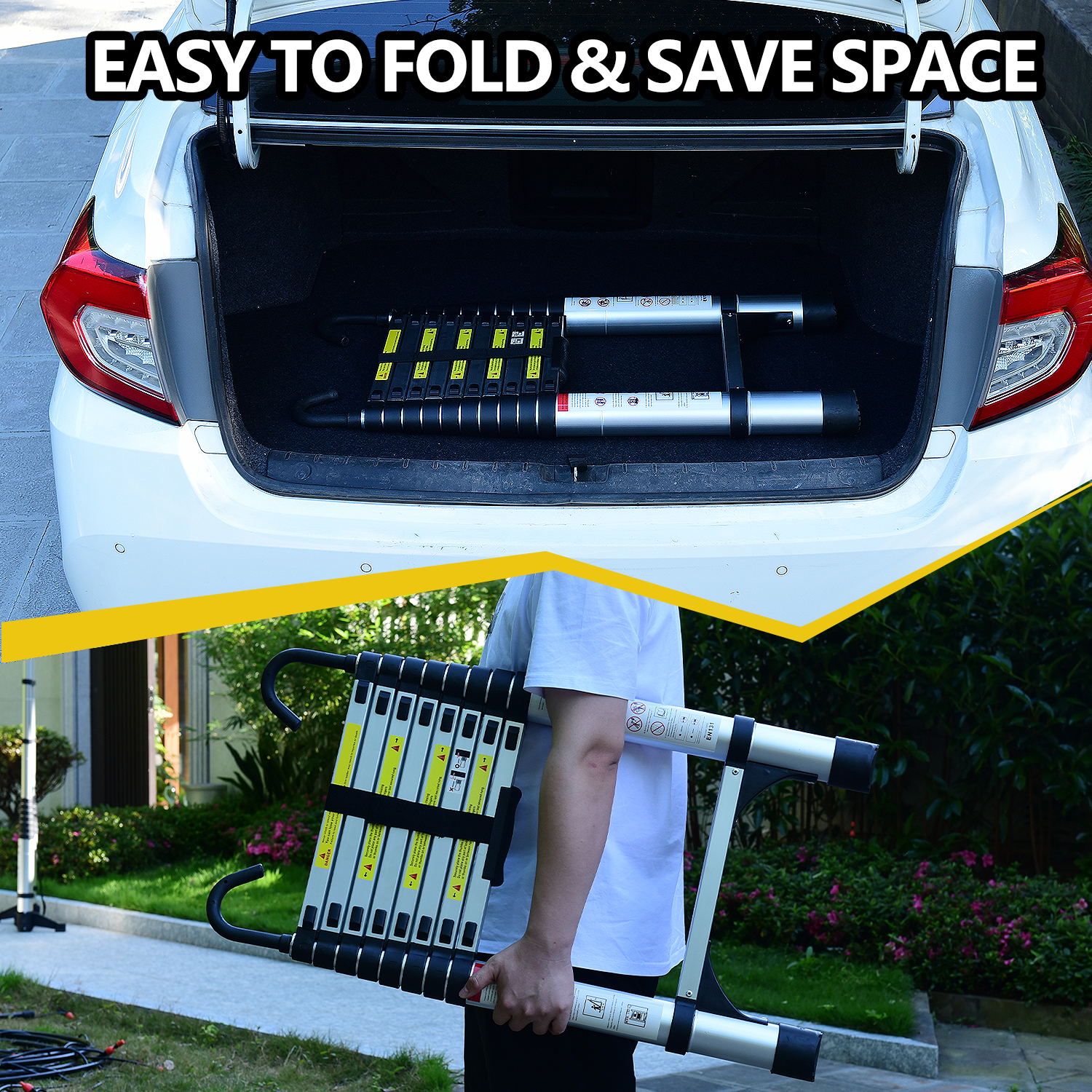 Aluminum Telescopic Ladder With Adjustable Height And Easy Storage