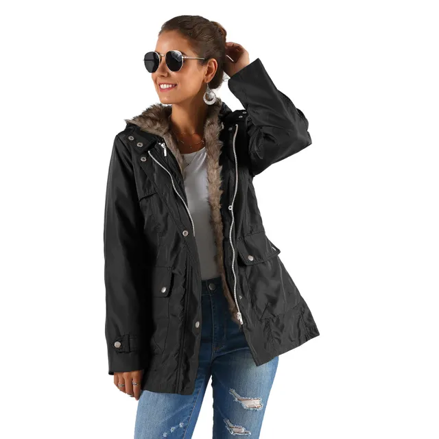 Removable Inner Liner Thickened Warm Korean Style Women's Cotton Padded Clothes Black - Shop at LoveMi