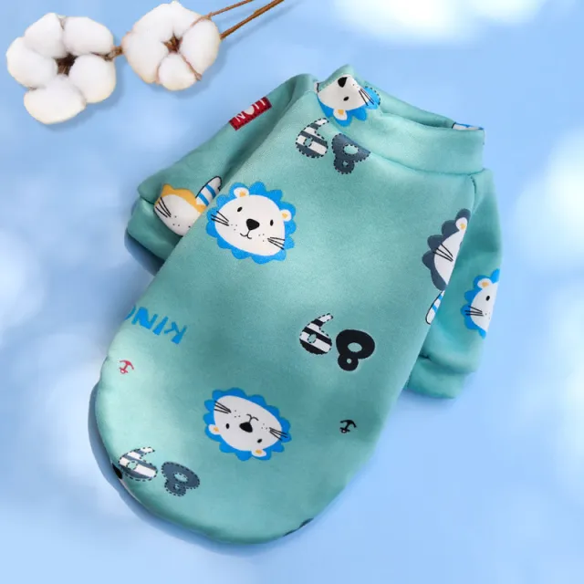Printed Cartoon Pet Clothes Plus Velvet Two legged Sweater Lion Head On Green - Shop at LoveMi