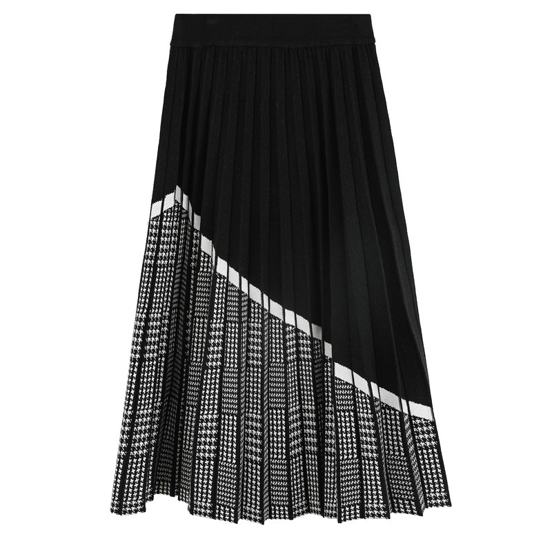 Mid-length Pleated Skirt A-line Skirt Female High Waist Skirt