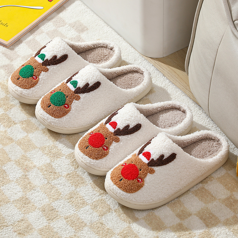 Christmas Shoes Winter Home Slippers Elk Soft Cozy Bedroom Slipper Slip On House Shoes - Image 6