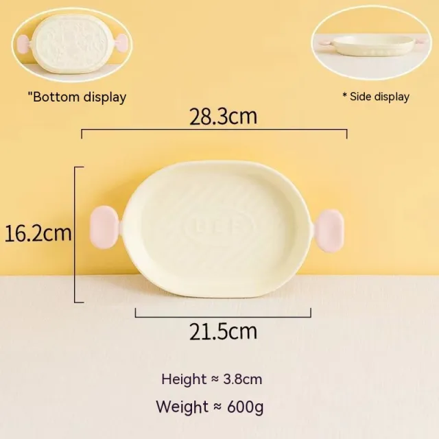 Cream Color Binaural Ceramic Ovenware White Large Disc - Shop at LoveMi