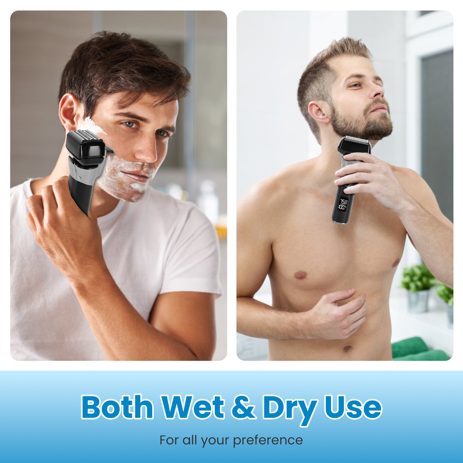 Electric Foil Face Shaver 5-Blade Electric Razor For Men Wet & Dry Jawline Beard Trimmer Precision Sideburn Shavers IPX6 Waterproof With LED Display Cleaning Brushes 5
