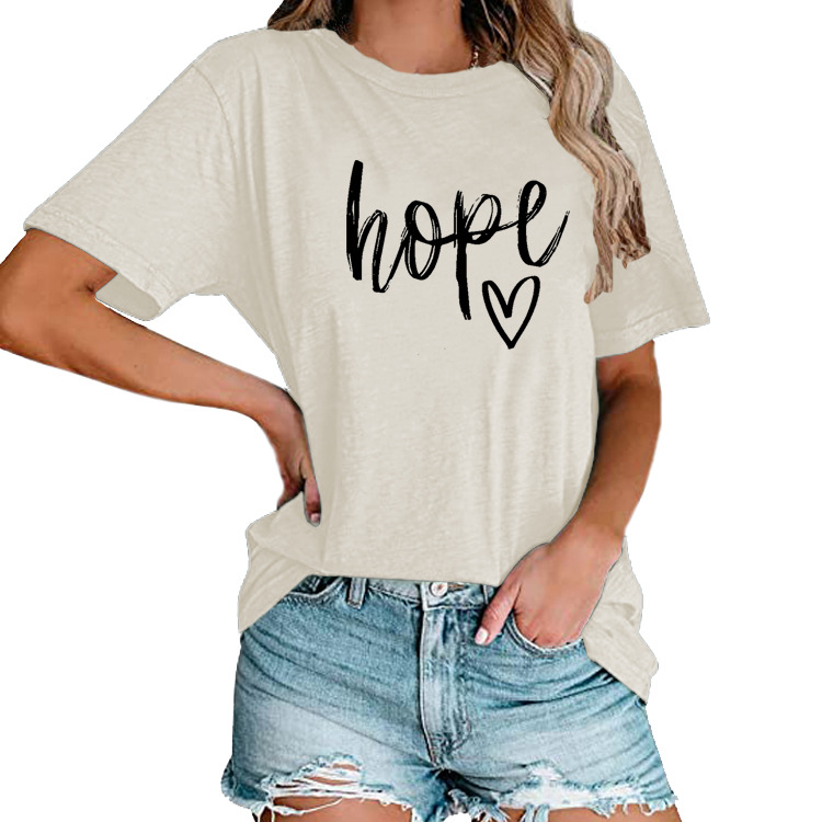 Title 7, Womens HOPE Love Print Loose T-shirt offers ef...