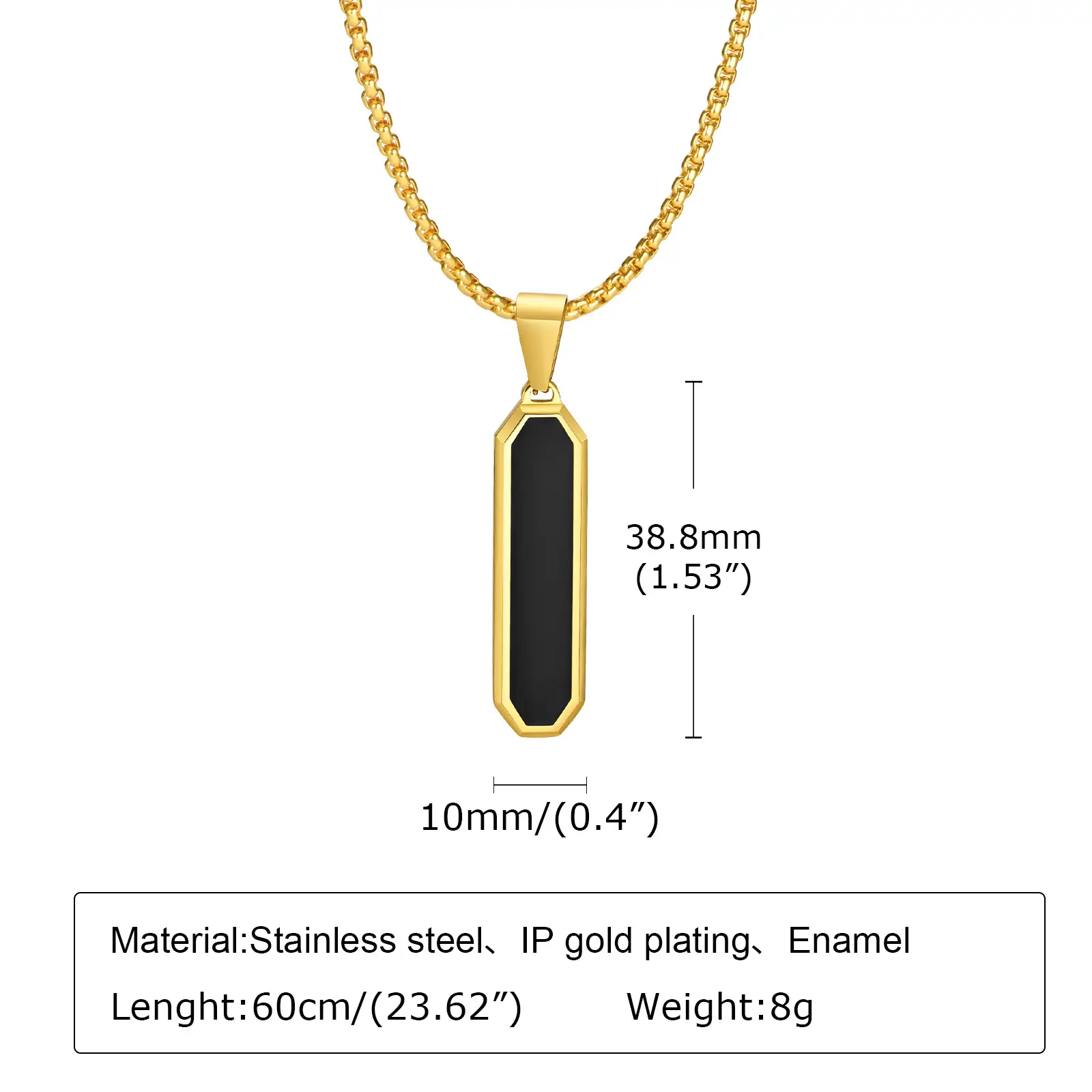 Simple Personality Geometric Necklace Stainless Steel Rhombus Beveled Long Bar Pendant